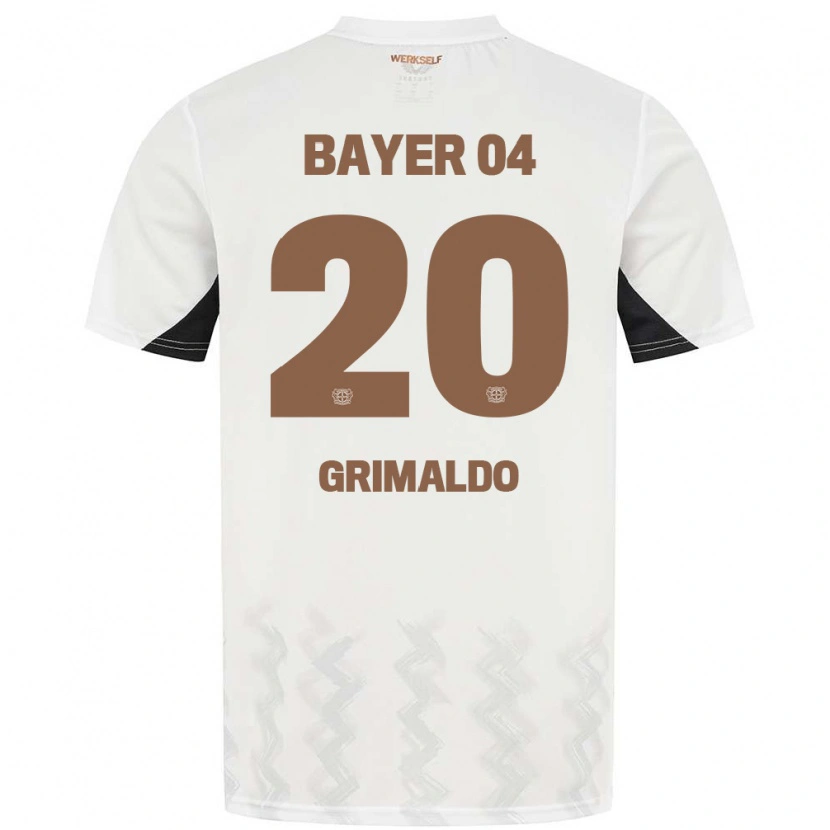 Danxen Kinder Alejandro Grimaldo #20 Weiß Schwarz Auswärtstrikot Trikot 2024/25 T-Shirt