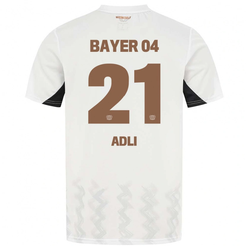 Danxen Kinder Amine Adli #21 Weiß Schwarz Auswärtstrikot Trikot 2024/25 T-Shirt