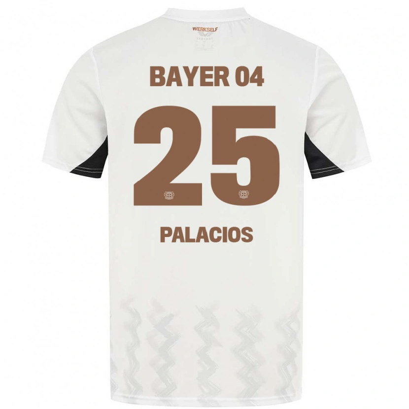 Danxen Kinder Exequiel Palacios #25 Weiß Schwarz Auswärtstrikot Trikot 2024/25 T-Shirt