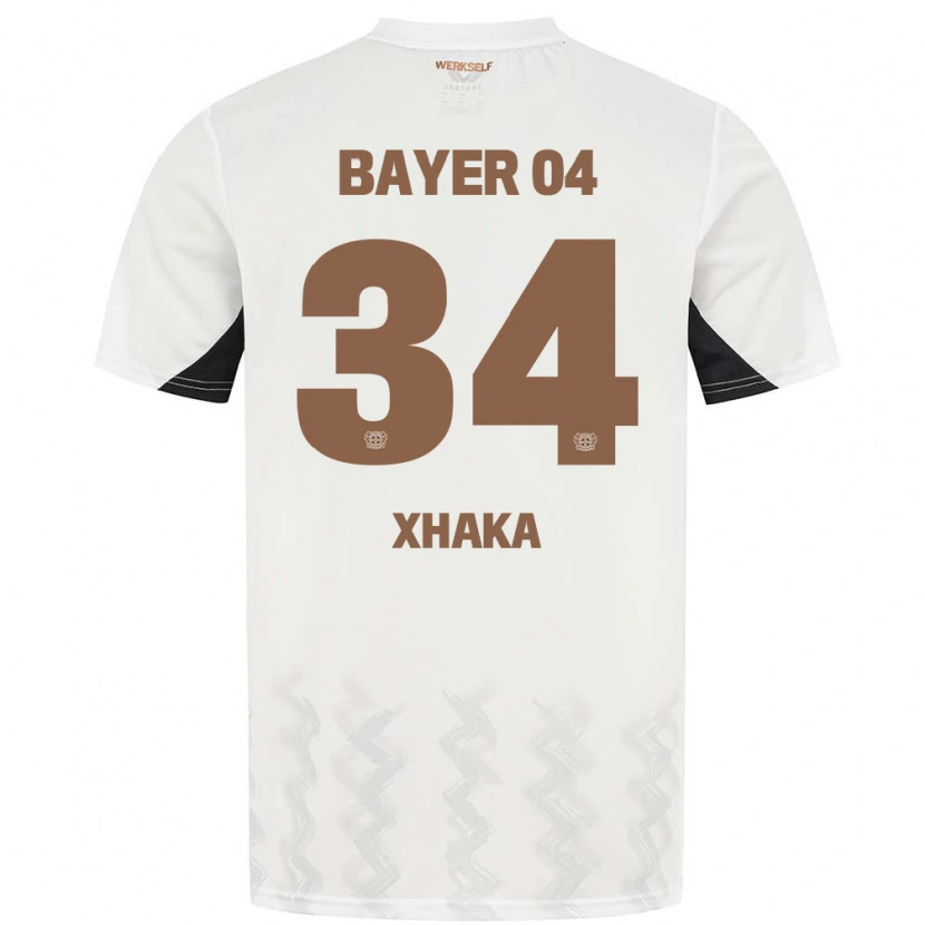 Danxen Kinder Granit Xhaka #34 Weiß Schwarz Auswärtstrikot Trikot 2024/25 T-Shirt