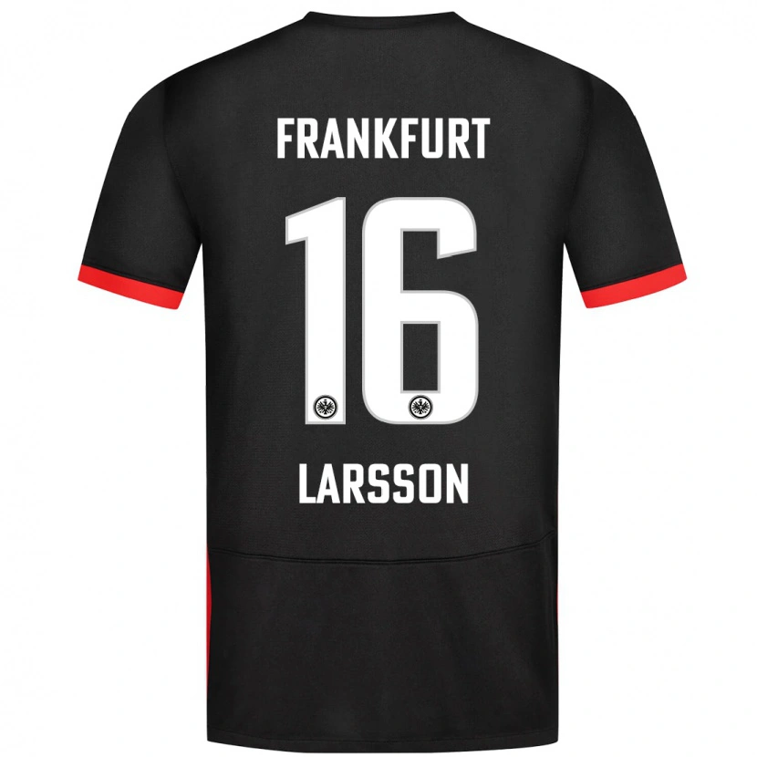 Danxen Kinder Hugo Larsson #16 Schwarz Auswärtstrikot Trikot 2024/25 T-Shirt