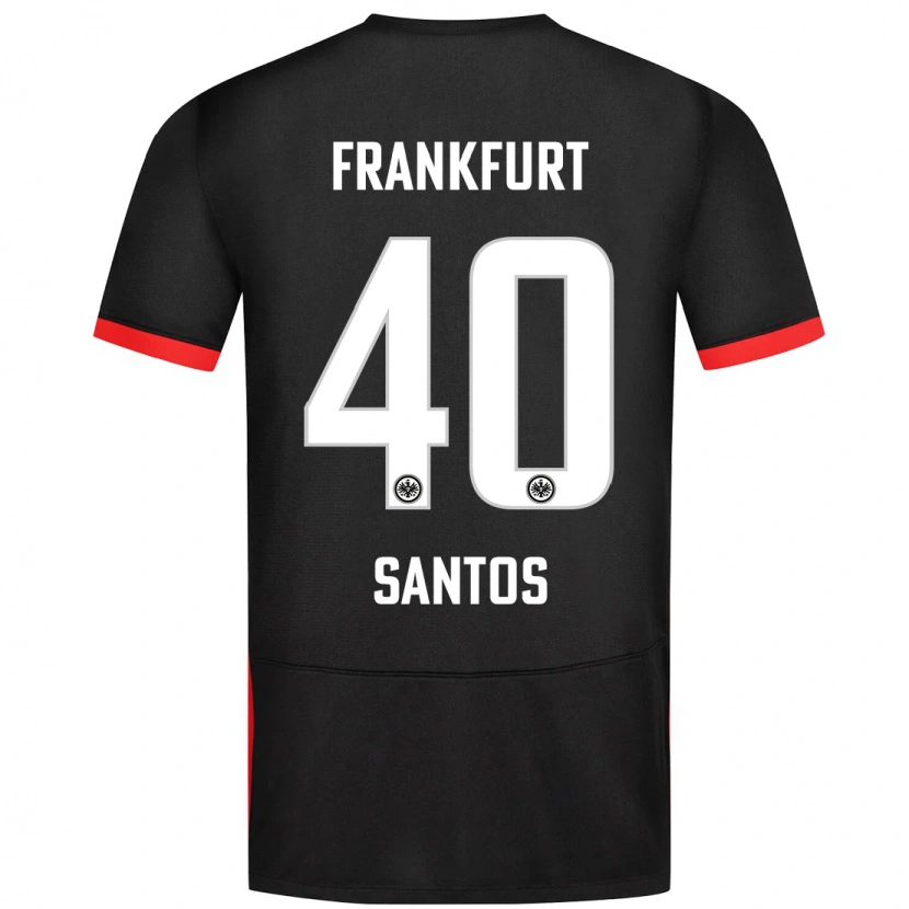 Danxen Kinder Kauã Santos #40 Schwarz Auswärtstrikot Trikot 2024/25 T-Shirt