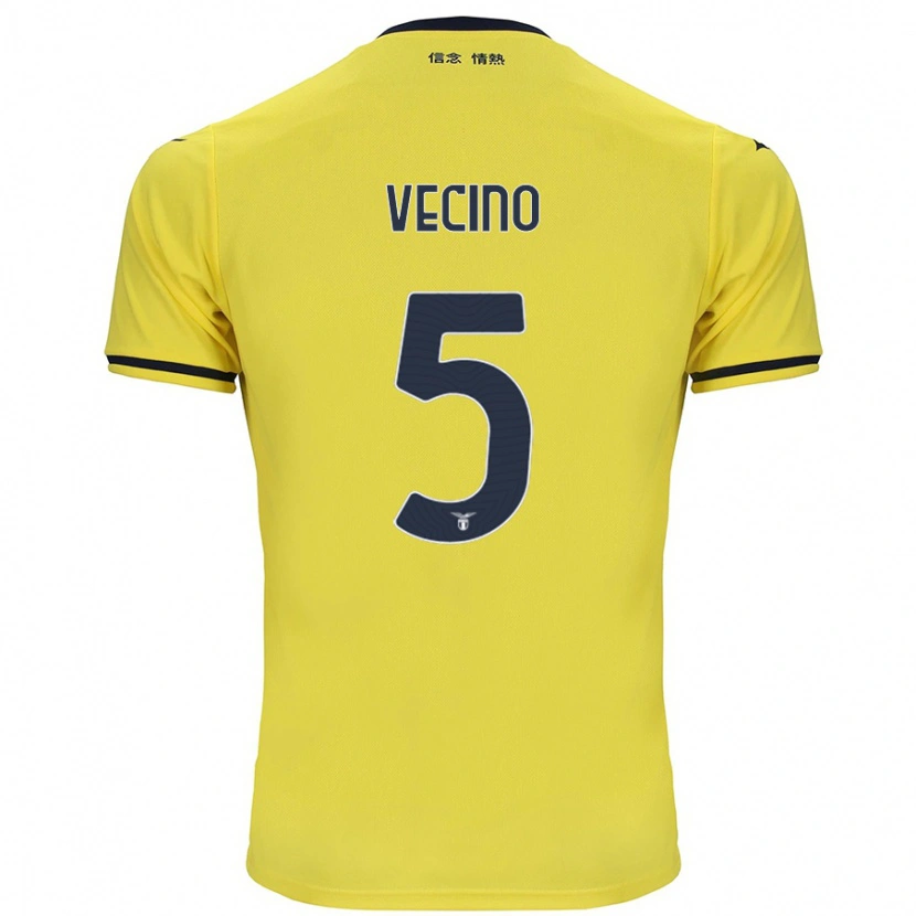 Danxen Kinder Matías Vecino #5 Gelb Auswärtstrikot Trikot 2024/25 T-Shirt