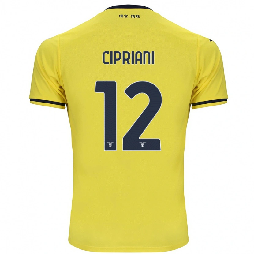 Danxen Kinder Alessio Cipriani #12 Gelb Auswärtstrikot Trikot 2024/25 T-Shirt