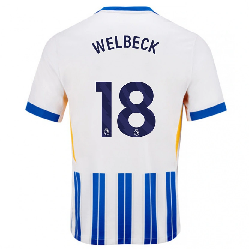 Danxen Herren Danny Welbeck #18 Weiß Blaue Nadelstreifen Heimtrikot Trikot 2024/25 T-Shirt