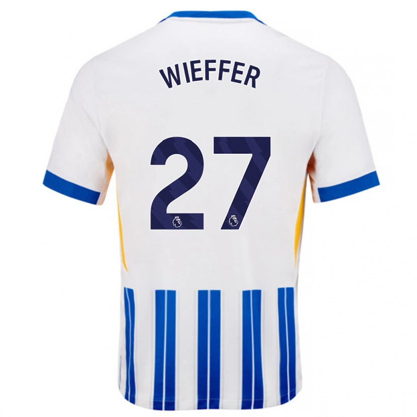 Danxen Herren Mats Wieffer #27 Weiß Blaue Nadelstreifen Heimtrikot Trikot 2024/25 T-Shirt