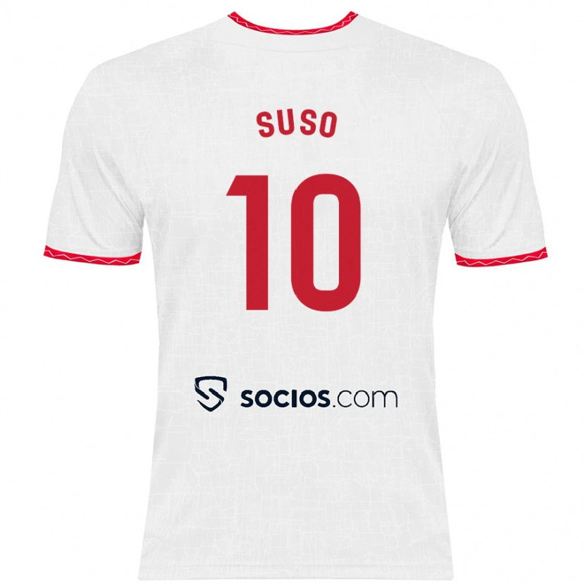 Danxen Herren Suso #10 Weiß Rot Heimtrikot Trikot 2024/25 T-Shirt