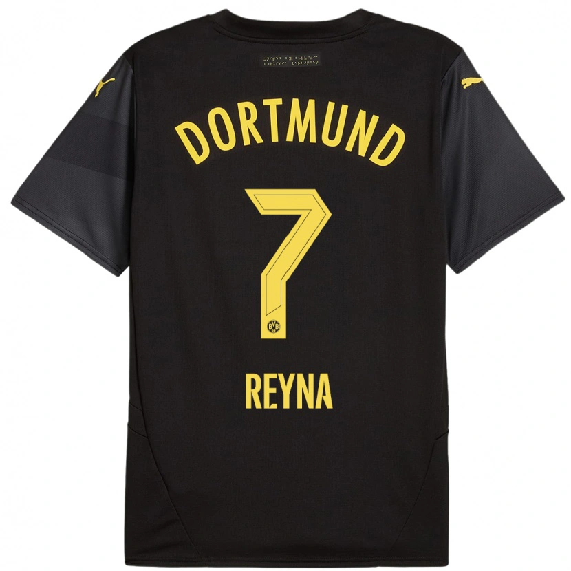 Danxen Herren Giovanni Reyna #7 Schwarz Gelb Auswärtstrikot Trikot 2024/25 T-Shirt