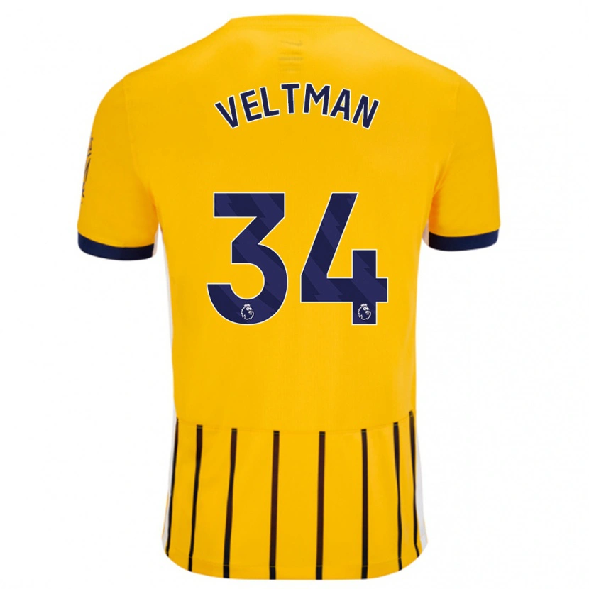 Danxen Herren Joël Veltman #34 Gold Blau Nadelstreifen Auswärtstrikot Trikot 2024/25 T-Shirt