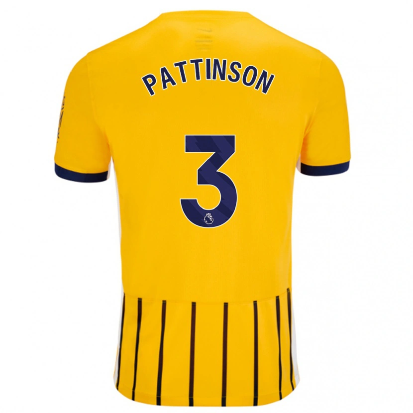 Danxen Herren Poppy Pattinson #3 Gold Blau Nadelstreifen Auswärtstrikot Trikot 2024/25 T-Shirt