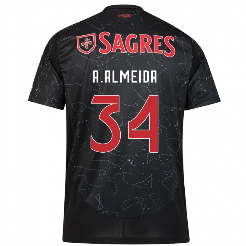 Danxen Herren Andre Almeida #34 Schwarz Rot Auswärtstrikot Trikot 2024/25 T-Shirt