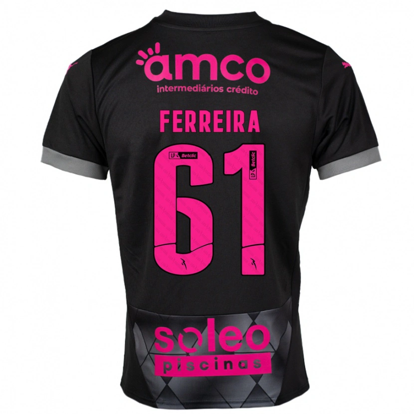 Danxen Herren Tiago Ferreira #61 Schwarz Rosa Auswärtstrikot Trikot 2024/25 T-Shirt