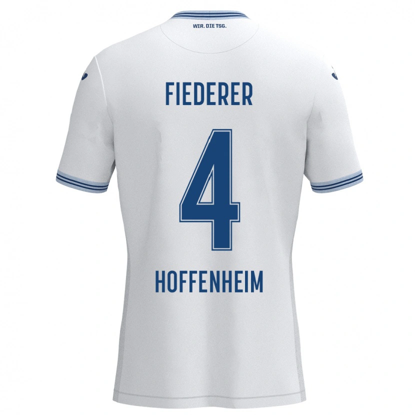 Danxen Herren Tom Fiederer #4 Weiß Blau Auswärtstrikot Trikot 2024/25 T-Shirt