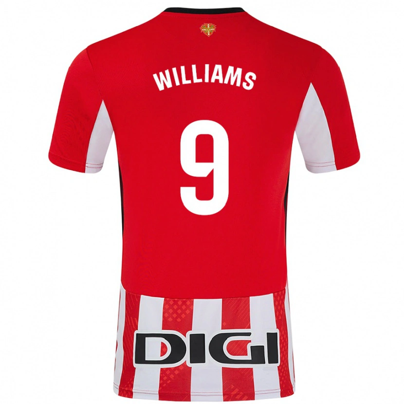 Danxen Damen Iñaki Williams #9 Rot Weiß Heimtrikot Trikot 2024/25 T-Shirt