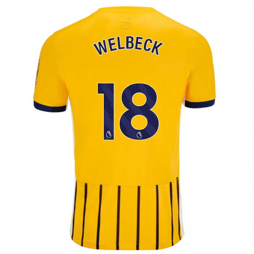 Danxen Damen Danny Welbeck #18 Gold Blau Nadelstreifen Auswärtstrikot Trikot 2024/25 T-Shirt