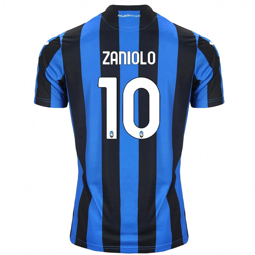 Danxen Kinder Nicolò Zaniolo #10 Blau Schwarz Heimtrikot Trikot 2024/25 T-Shirt