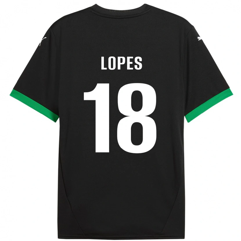 Danxen Kinder Emerick Lopes #18 Schwarz Dunkelgrün Heimtrikot Trikot 2024/25 T-Shirt