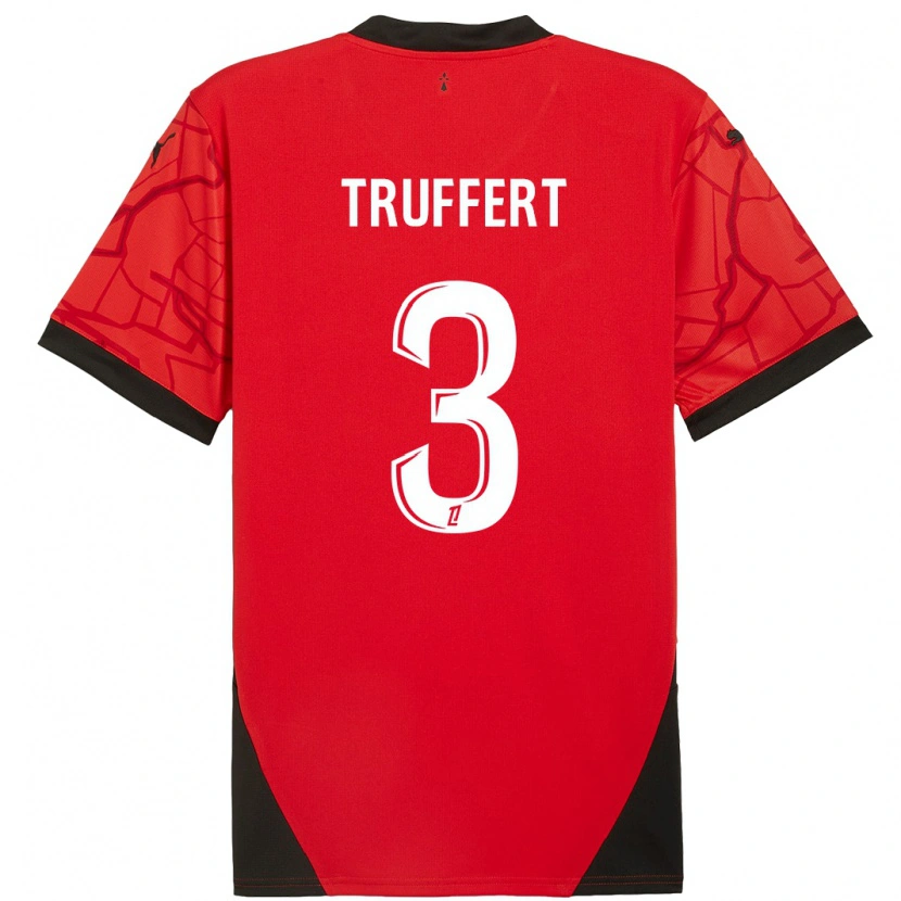 Danxen Kinder Adrien Truffert #3 Rot Schwarz Heimtrikot Trikot 2024/25 T-Shirt