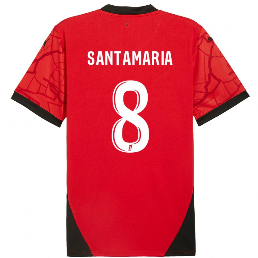 Danxen Kinder Baptiste Santamaria #8 Rot Schwarz Heimtrikot Trikot 2024/25 T-Shirt