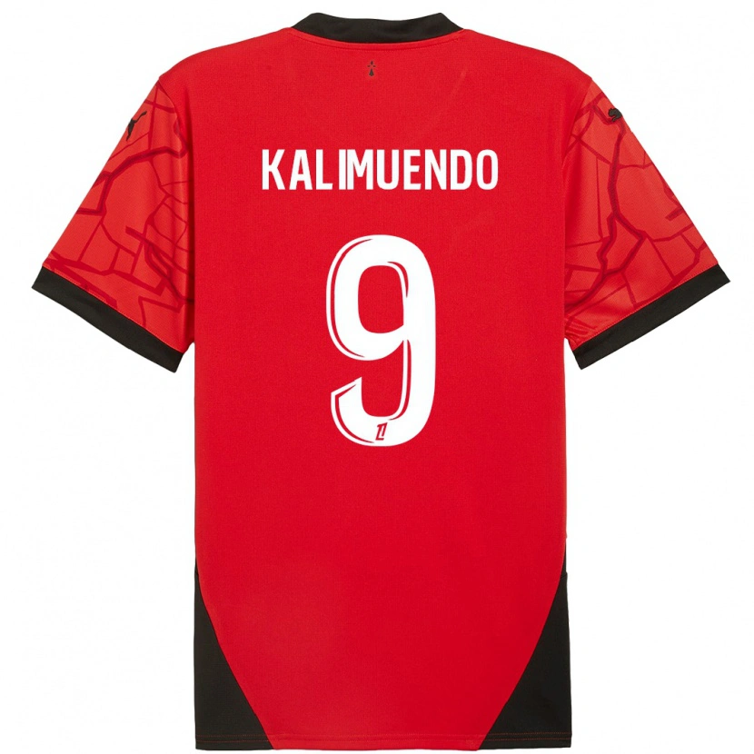 Danxen Kinder Arnaud Kalimuendo #9 Rot Schwarz Heimtrikot Trikot 2024/25 T-Shirt