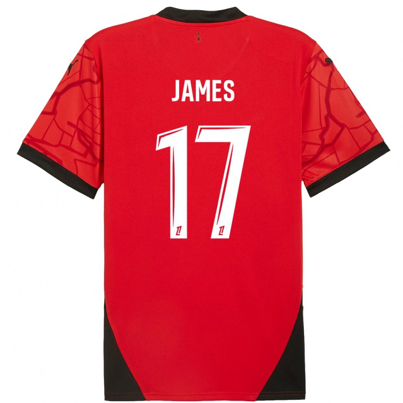 Danxen Kinder Jordan James #17 Rot Schwarz Heimtrikot Trikot 2024/25 T-Shirt