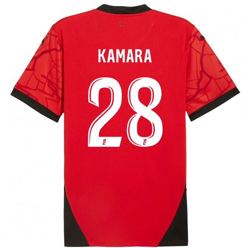 Danxen Kinder Glen Kamara #28 Rot Schwarz Heimtrikot Trikot 2024/25 T-Shirt