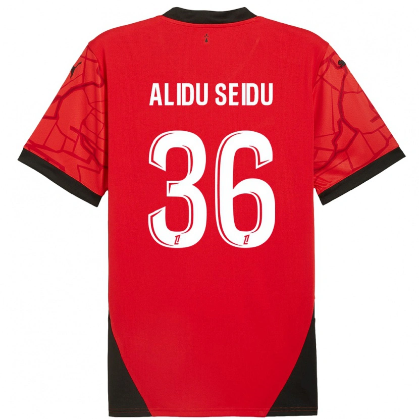 Danxen Kinder Alidu Seidu #36 Rot Schwarz Heimtrikot Trikot 2024/25 T-Shirt