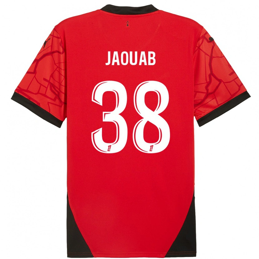 Danxen Kinder Mohamed Jaouab #38 Rot Schwarz Heimtrikot Trikot 2024/25 T-Shirt