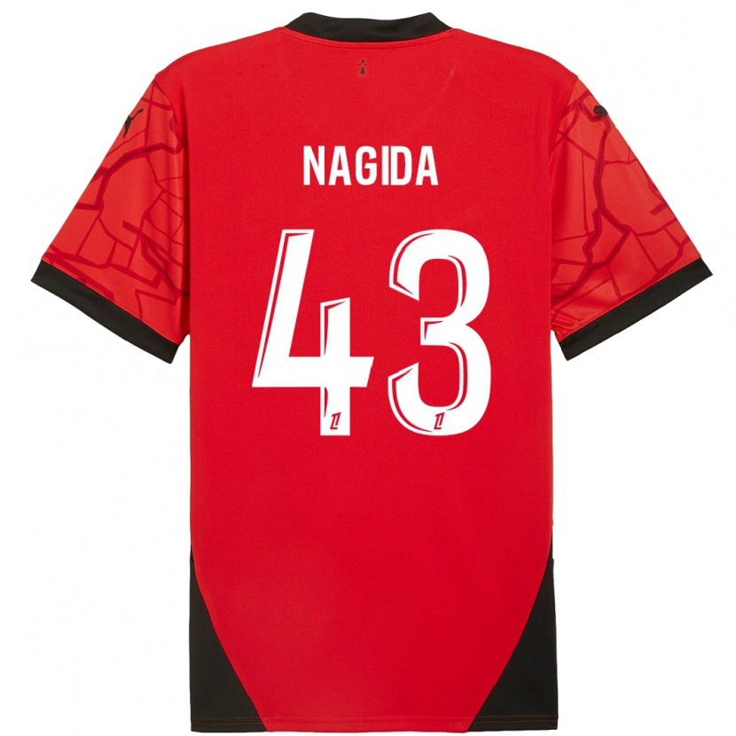 Danxen Kinder Mahamadou Nagida #43 Rot Schwarz Heimtrikot Trikot 2024/25 T-Shirt