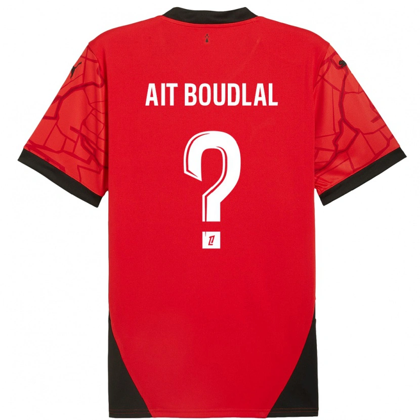 Danxen Kinder Abdelhamid Ait Boudlal #0 Rot Schwarz Heimtrikot Trikot 2024/25 T-Shirt