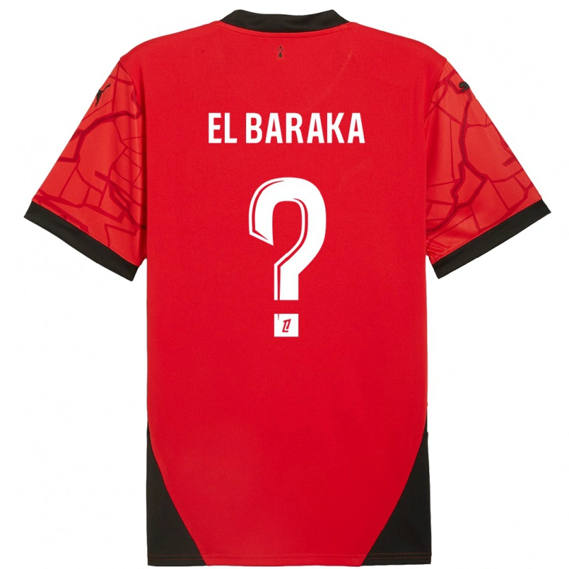 Danxen Kinder Jibril El Baraka #0 Rot Schwarz Heimtrikot Trikot 2024/25 T-Shirt