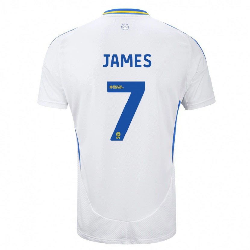 Danxen Kinder Daniel James #7 Weiß Blau Heimtrikot Trikot 2024/25 T-Shirt