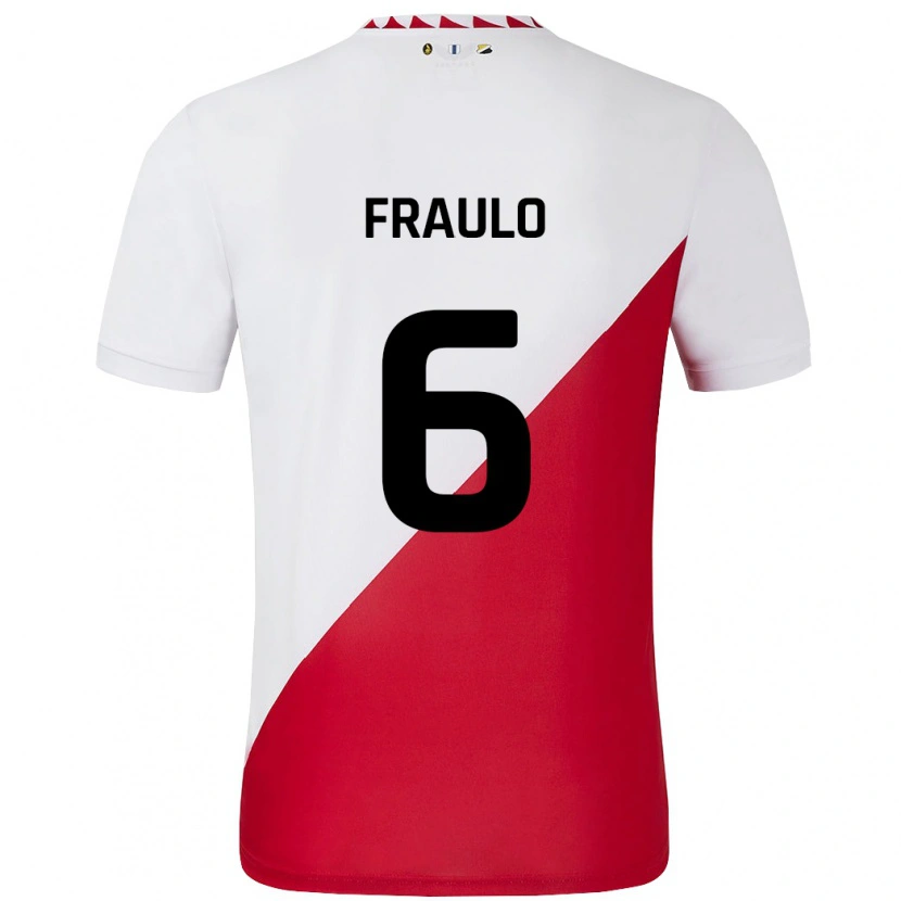 Danxen Kinder Oscar Fraulo #6 Weiß Rot Heimtrikot Trikot 2024/25 T-Shirt