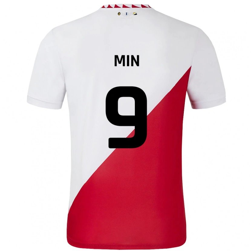 Danxen Kinder David Min #9 Weiß Rot Heimtrikot Trikot 2024/25 T-Shirt