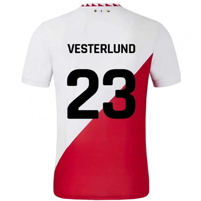 Danxen Kinder Niklas Vesterlund #23 Weiß Rot Heimtrikot Trikot 2024/25 T-Shirt