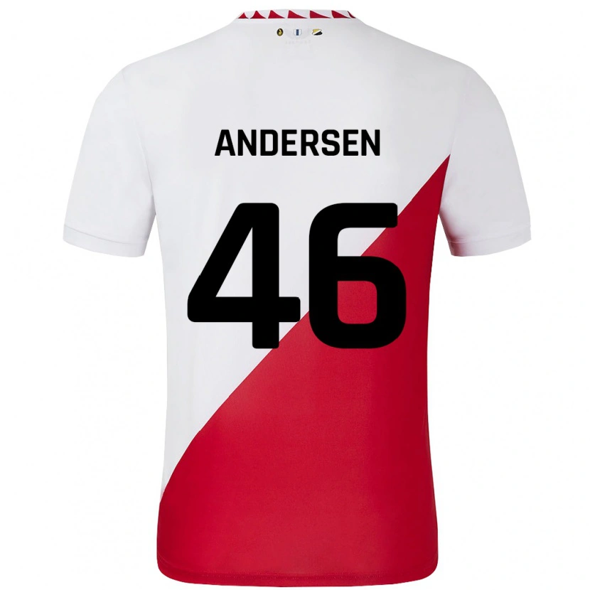 Danxen Kinder Silas Andersen #46 Weiß Rot Heimtrikot Trikot 2024/25 T-Shirt