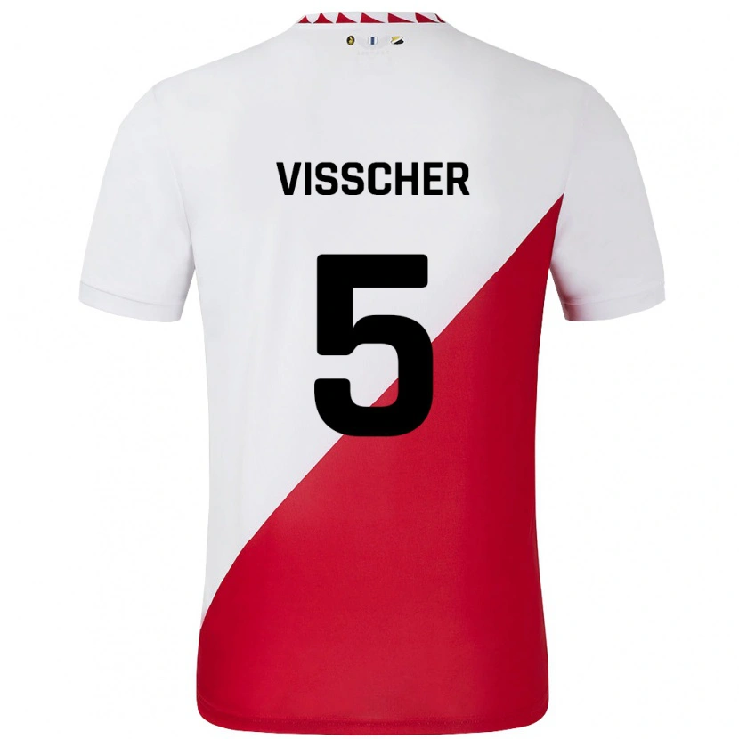 Danxen Kinder Amber Visscher #5 Weiß Rot Heimtrikot Trikot 2024/25 T-Shirt