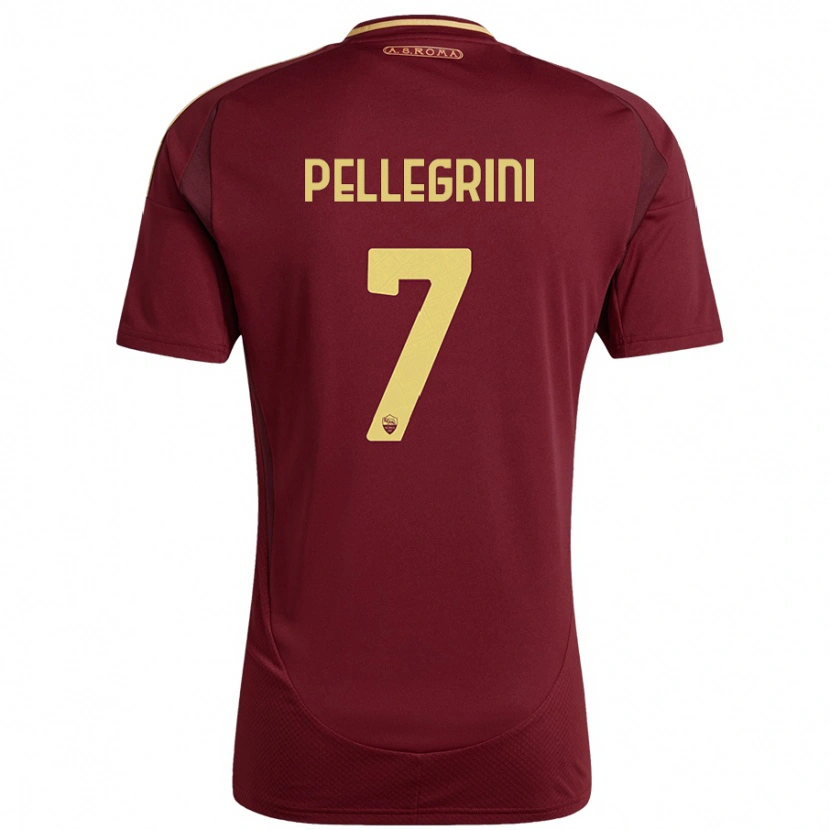 Danxen Kinder Lorenzo Pellegrini #7 Rot Braun Gold Heimtrikot Trikot 2024/25 T-Shirt