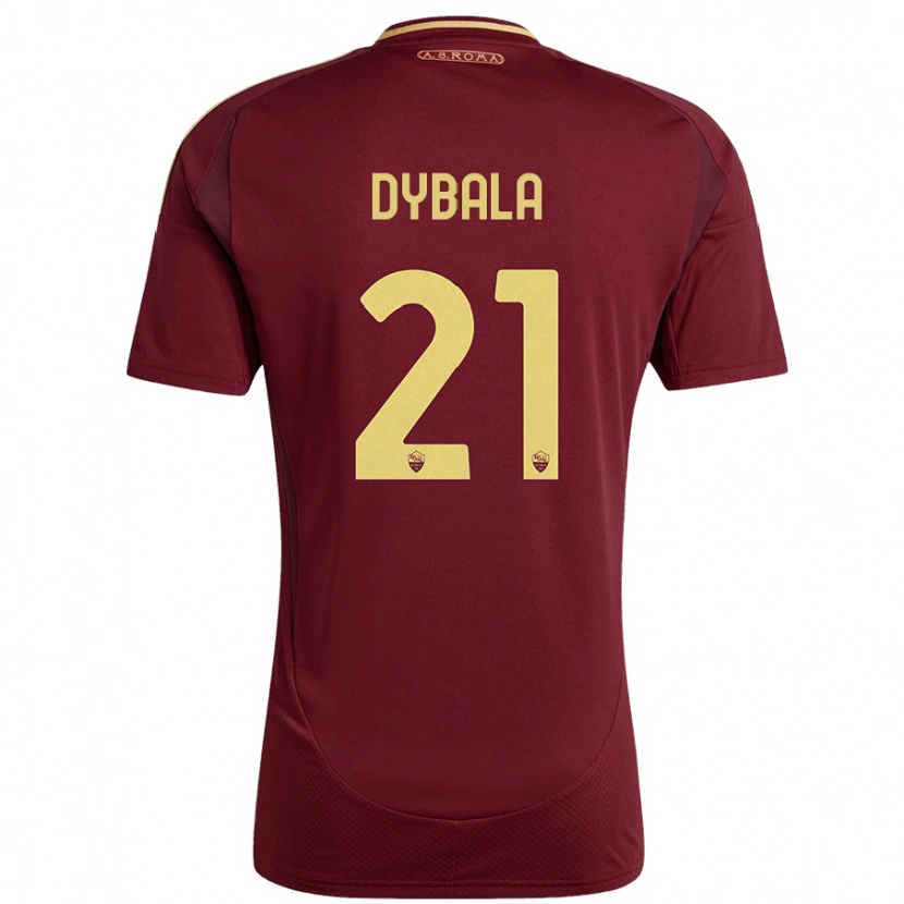 Danxen Kinder Paulo Dybala #21 Rot Braun Gold Heimtrikot Trikot 2024/25 T-Shirt