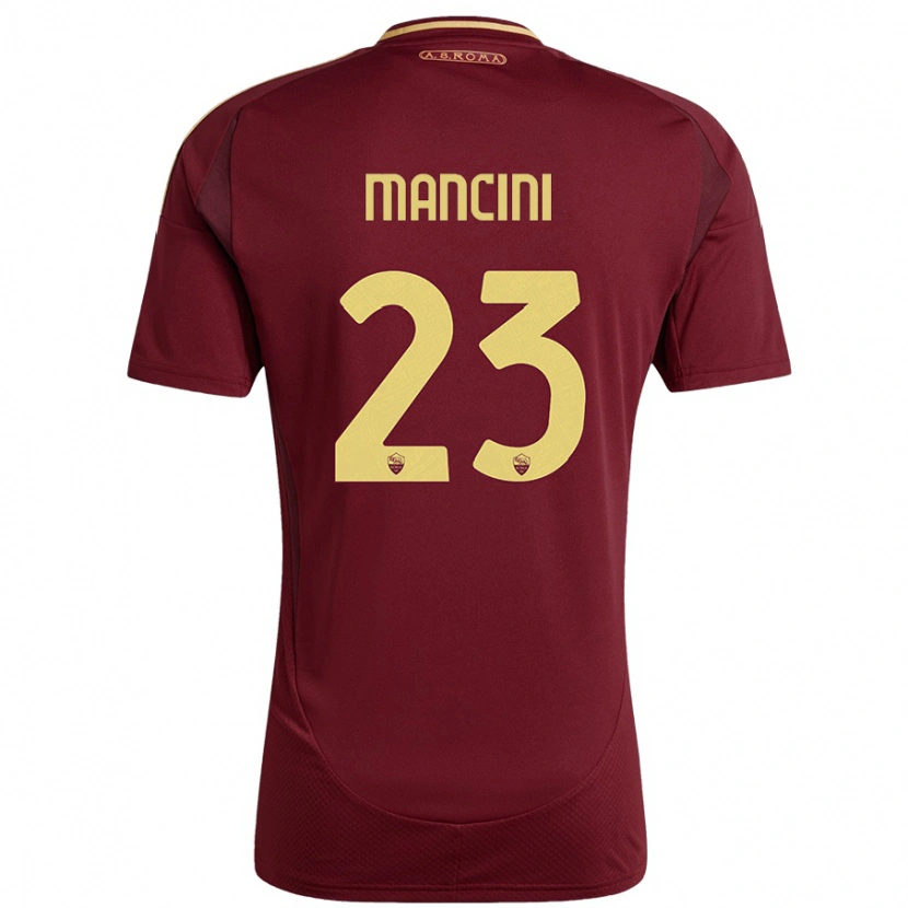 Danxen Kinder Gianluca Mancini #23 Rot Braun Gold Heimtrikot Trikot 2024/25 T-Shirt