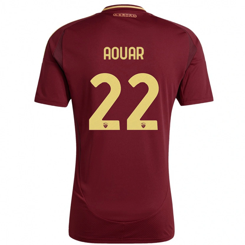 Danxen Kinder Houssem Aouar #22 Rot Braun Gold Heimtrikot Trikot 2024/25 T-Shirt