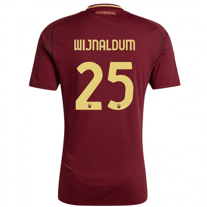 Danxen Kinder Georginio Wijnaldum #25 Rot Braun Gold Heimtrikot Trikot 2024/25 T-Shirt