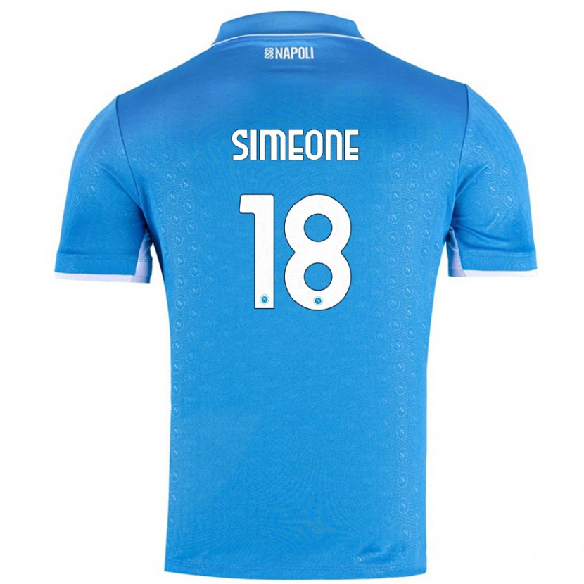 Danxen Kinder Giovanni Simeone #18 Himmelblau Heimtrikot Trikot 2024/25 T-Shirt