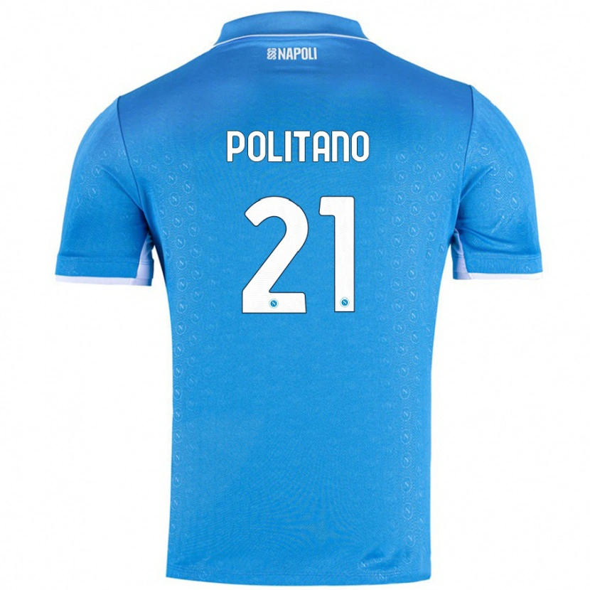 Danxen Kinder Matteo Politano #21 Himmelblau Heimtrikot Trikot 2024/25 T-Shirt