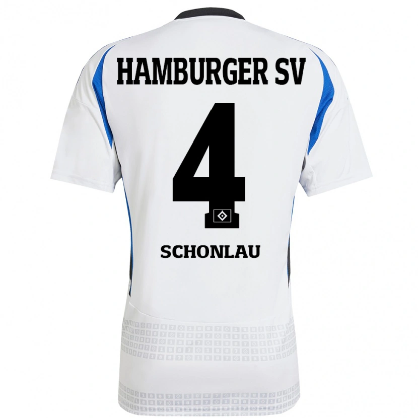 Danxen Kinder Sebastian Schonlau #4 Weiß Blau Heimtrikot Trikot 2024/25 T-Shirt