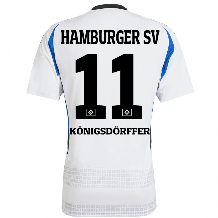 Danxen Kinder Ransford Königsdörffer #11 Weiß Blau Heimtrikot Trikot 2024/25 T-Shirt