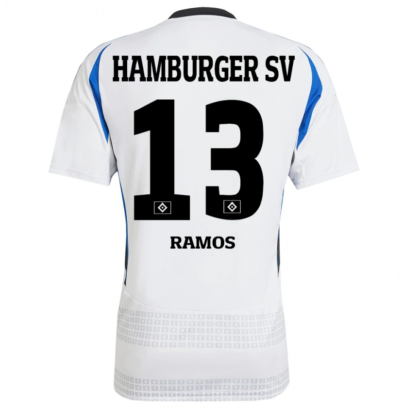 Danxen Kinder Guilherme Ramos #13 Weiß Blau Heimtrikot Trikot 2024/25 T-Shirt