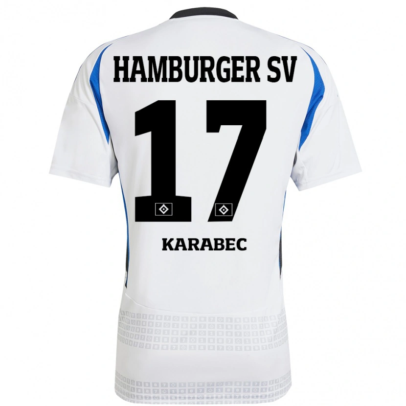 Danxen Kinder Adam Karabec #17 Weiß Blau Heimtrikot Trikot 2024/25 T-Shirt