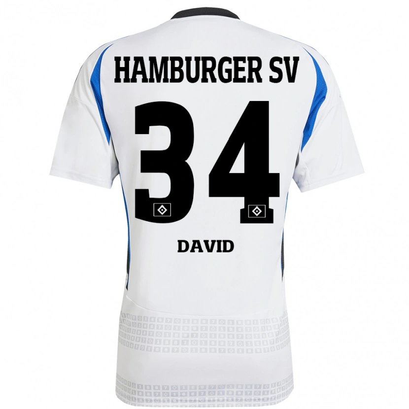 Danxen Kinder Jonas David #34 Weiß Blau Heimtrikot Trikot 2024/25 T-Shirt