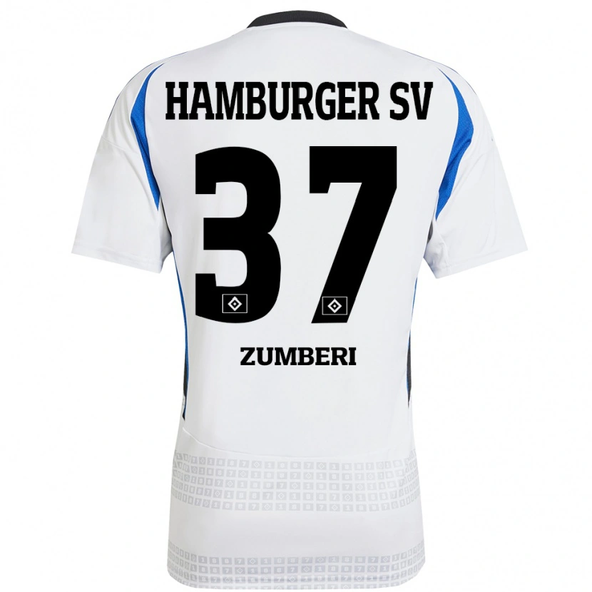 Danxen Kinder Valon Zumberi #37 Weiß Blau Heimtrikot Trikot 2024/25 T-Shirt